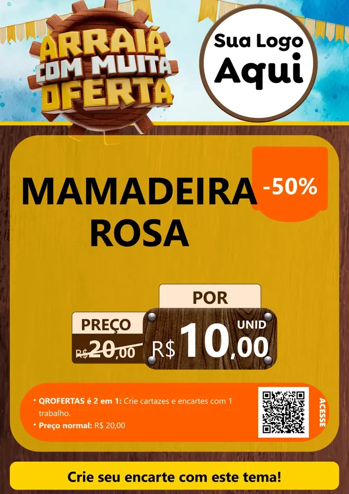 Modelo de Cartaz para Cartaz A4 Vertical com o tema Ofertas de São João - Junina para Bebês