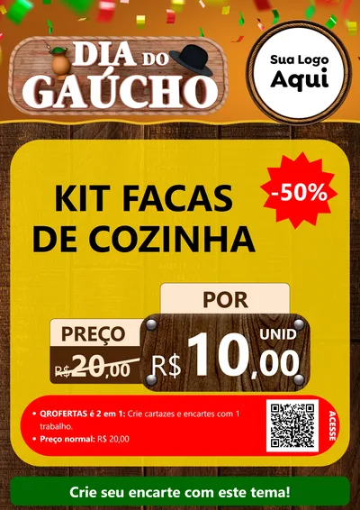 Modelo de Cartaz para Cartaz A4 Vertical com o tema Dia do Gaúcho para Utilidades Domésticas