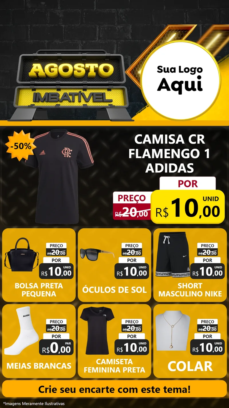 Modelo de Rede Social para Stories com o tema Agosto Imbatível para Roupas e acessórios