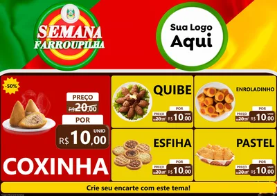 Modelo de Encarte para Encarte A4 Horizontal com o tema Semana Farroupilha para Salgadaria
