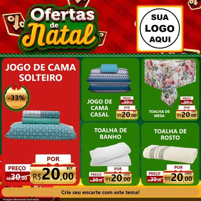 Modelo de Rede Social para Feed Facebook com o tema Ofertas de Natal para Cama, Mesa e Banho