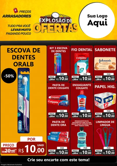 Modelo de Encarte para Encarte A4 Vertical com o tema Explosão de Ofertas para Higiene Pessoal