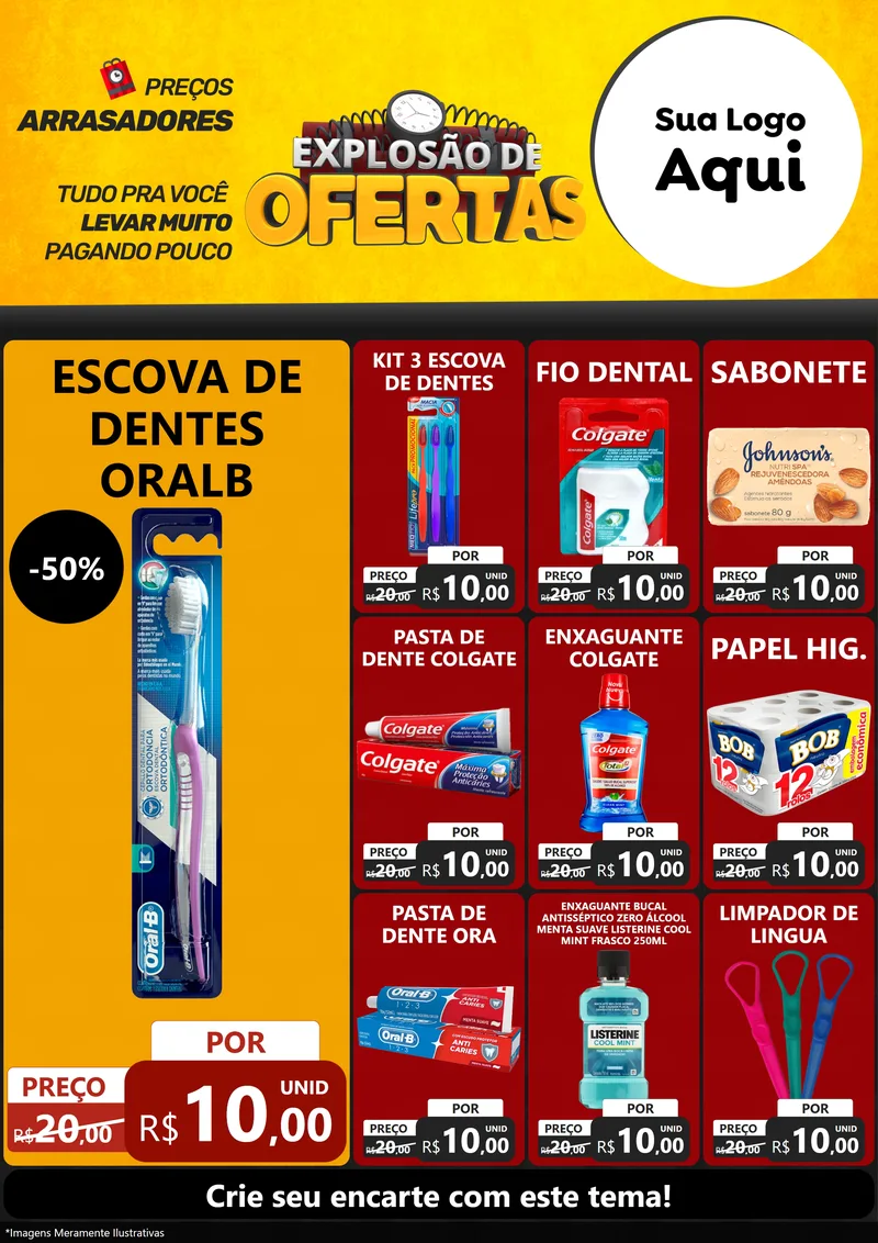 Modelo de Encarte para Encarte A4 Vertical com o tema Explosão de Ofertas para Higiene Pessoal