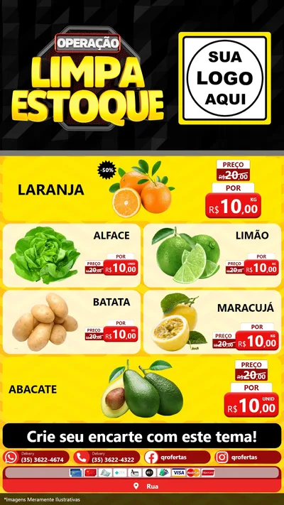 Modelo de TV para TV Vertical com o tema Operação Limpa Estoque para Hortifrúti