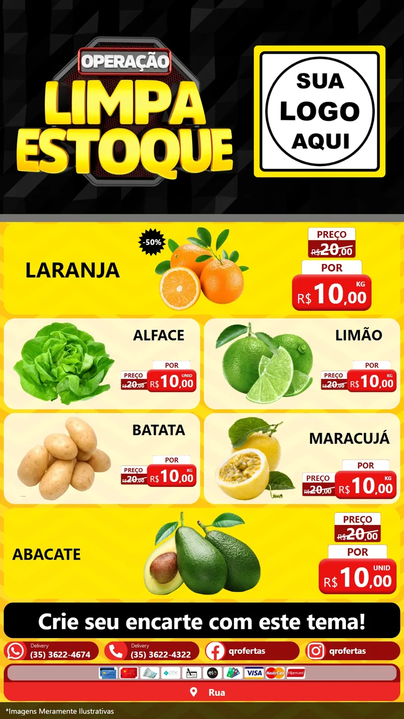 Modelo de TV para TV Vertical com o tema Operação Limpa Estoque para Hortifrúti