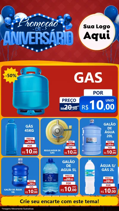 Modelo de Rede Social para Stories com o tema Promoção de Aniversário para Água e gás