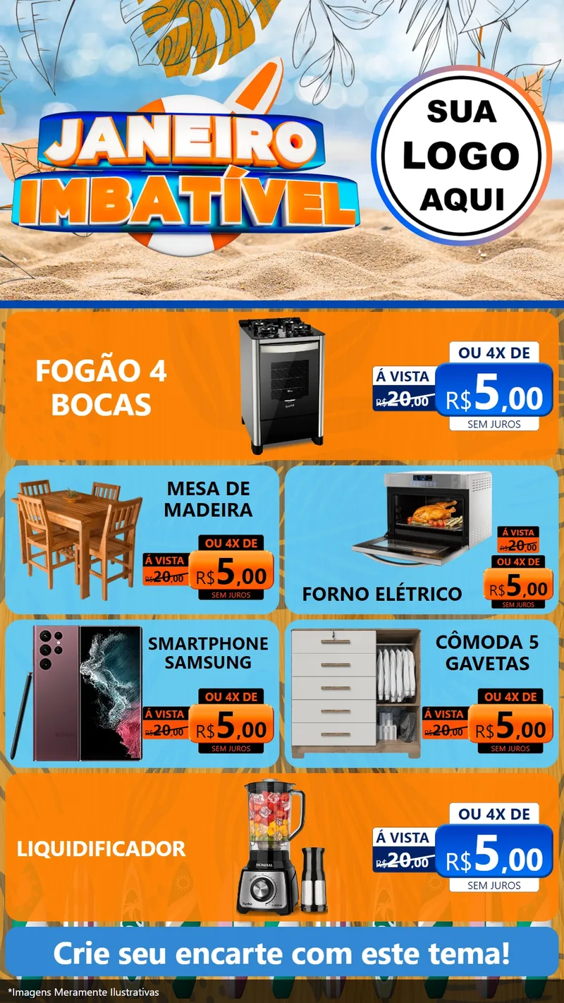 Modelo de TV para TV Vertical com o tema Janeiro Imbatível para Móveis e Eletro