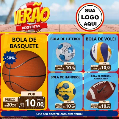 Modelo de Rede Social para Feed Facebook com o tema Verão de Ofertas para Artigos Esportivos