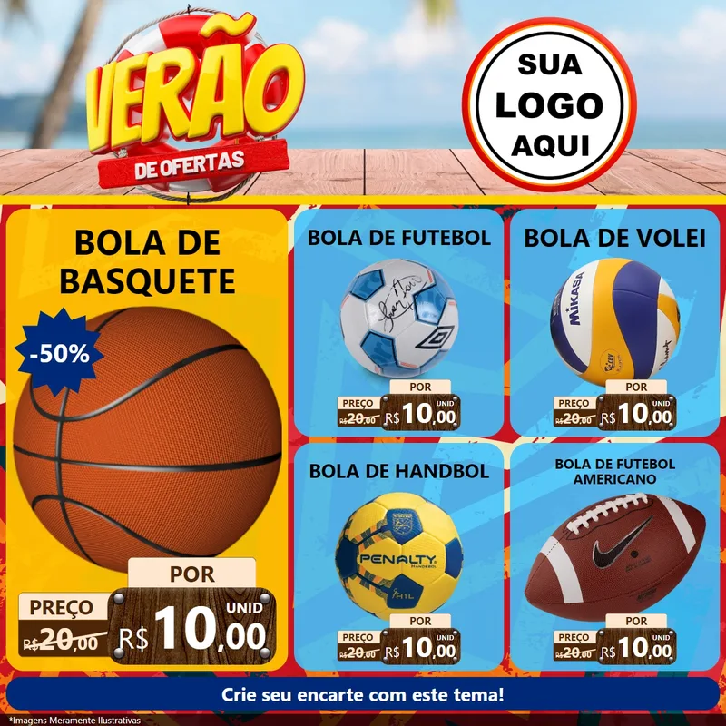 Modelo de Rede Social para Feed Facebook com o tema Verão de Ofertas para Artigos Esportivos