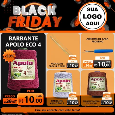 Modelo de Rede Social para Feed Facebook com o tema Black Friday para Armarinho e Aviamentos