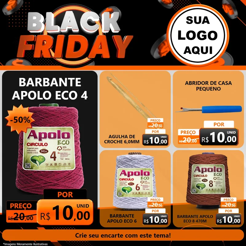 Modelo de Rede Social para Feed Facebook com o tema Black Friday para Armarinho e Aviamentos