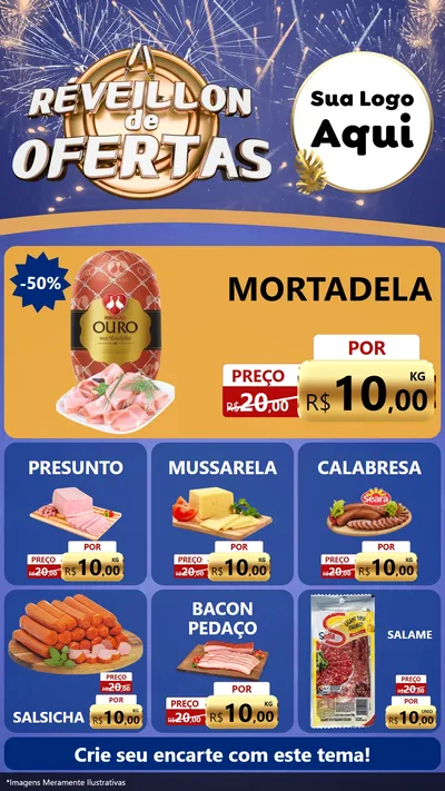Modelo de Rede Social para Stories com o tema Réveillon de Ofertas para Frios e Laticínios