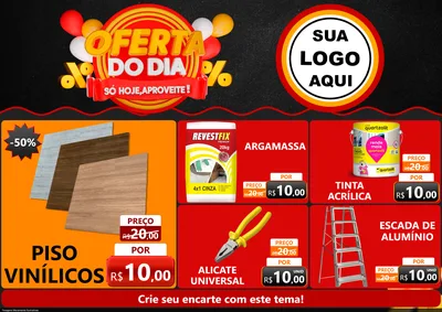 Modelo de Encarte para Encarte A4 Horizontal com o tema Oferta do Dia - Só hoje, Aproveite! para Material para Construção