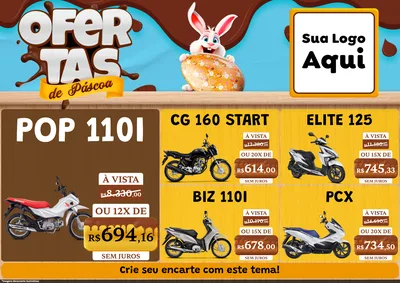 Modelo de Encarte para Encarte A4 Horizontal com o tema Ofertas de Páscoa para Concessionaria de Motos
