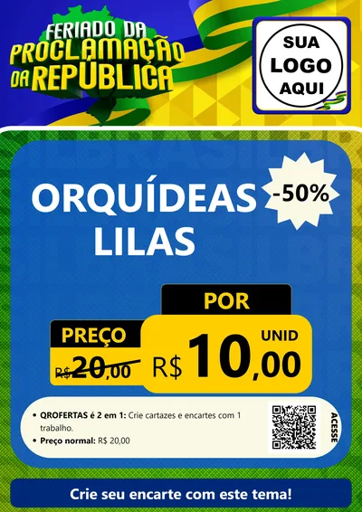 Modelo de Cartaz para Cartaz A4 Vertical com o tema Feriado da Proclamação da República para Floricultura e jardim
