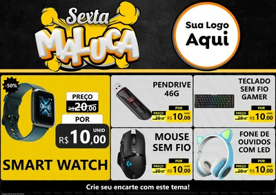 Modelo de Encarte para Encarte A4 Horizontal com o tema Sexta Maluca para Informática