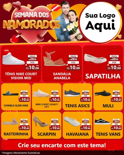 Modelo de Rede Social para Feed Instagram com o tema Semana dos Namorados para Calçados