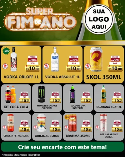 Modelo de Rede Social para Feed Instagram com o tema Super Fim de Ano para Distribuidora de bebidas