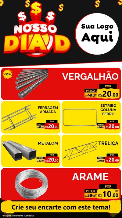Modelo de TV para TV Vertical com o tema Nosso Dia D para Ferragens