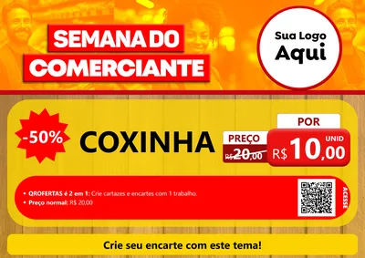 Modelo de Cartaz para Cartaz A4 Horizontal com o tema Semana do Comerciante para Salgadaria