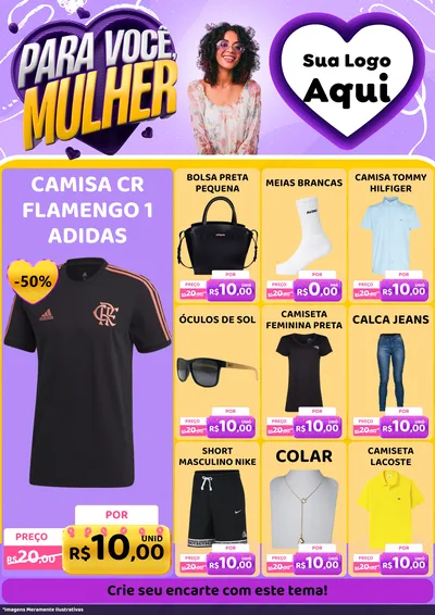 Modelo de Encarte para Encarte A4 Vertical com o tema Para Você, Mulher para Roupas e acessórios