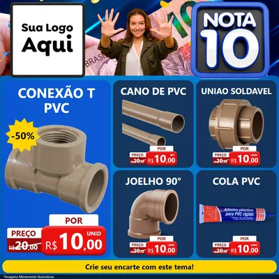 Modelo de Rede Social para Feed Facebook com o tema Nota 10 para Tubos e conexões
