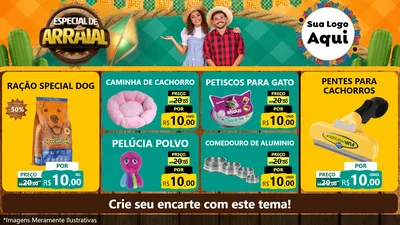 Modelo de TV para TV Horizontal com o tema Especial De Arraial para Pet Shop