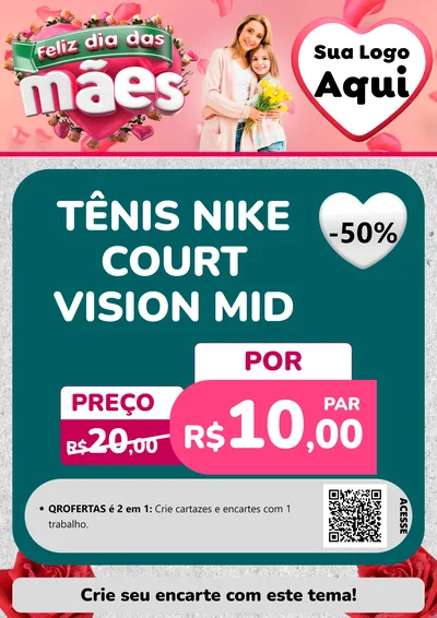 Modelo de Cartaz para Cartaz A4 Vertical com o tema Feliz Dia das Mães para Calçados