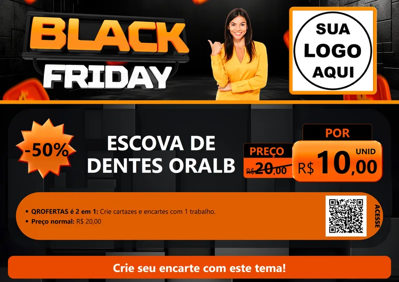 Modelo de Cartaz para Cartaz A4 Horizontal com o tema Black Friday para Higiene Pessoal