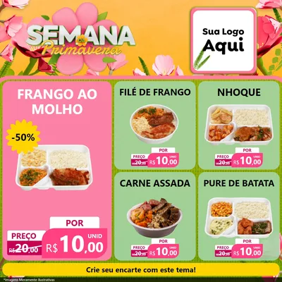 Modelo de Rede Social para Feed Facebook com o tema Semana da Primavera para Restaurante