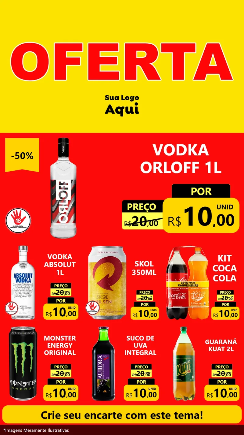 Modelo de Rede Social para Stories com o tema OFERTA - Vermelho Cartaz para Distribuidora de bebidas