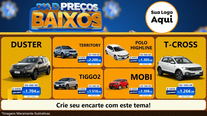 Modelo de TV para TV Horizontal com o tema Dia D Preço Baixo para Concessionaria de Carros