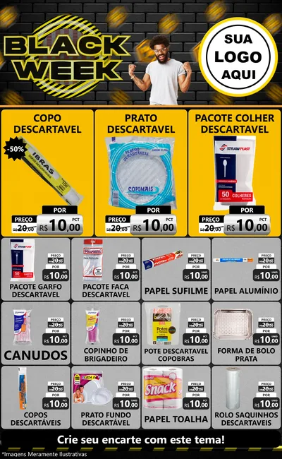 Modelo de Encarte para Encarte Grande com o tema Black Week para Embalagens
