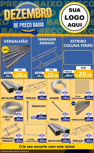 Modelo de Encarte para Encarte Grande com o tema Dezembro de Preço Baixo para Ferragens