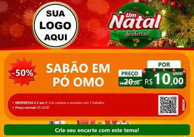 Modelo de Cartaz para Cartaz A4 Horizontal com o tema Um Natal de Ofertas para Produtos de Limpeza