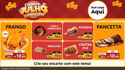 Modelo de TV para TV Horizontal com o tema Comece Julho Economizando para Assados