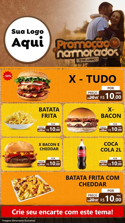 Modelo de TV para TV Vertical com o tema Promoção Namorados para Hamburgueria