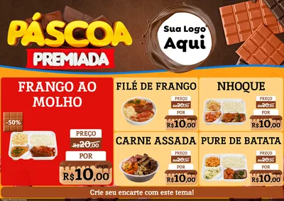 Modelo de Encarte para Encarte A4 Horizontal com o tema Páscoa Premiada para Restaurante