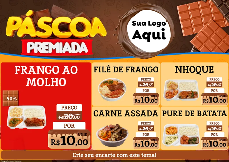 Modelo de Encarte para Encarte A4 Horizontal com o tema Páscoa Premiada para Restaurante