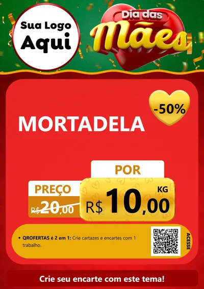 Modelo de Cartaz para Cartaz A4 Vertical com o tema Dia das Mães para Frios e Laticínios