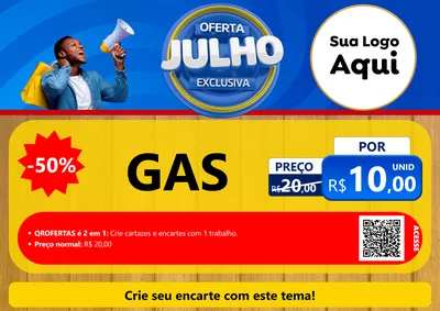 Modelo de Cartaz para Cartaz A4 Horizontal com o tema Oferta Exclusiva, Julho para Água e gás