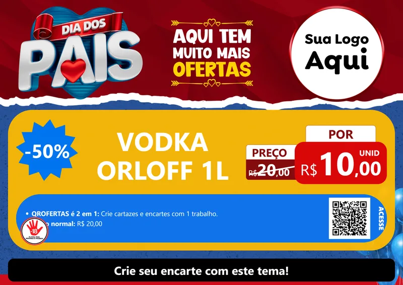 Modelo de Cartaz para Cartaz A4 Horizontal com o tema Dia dos Pais para Distribuidora de bebidas