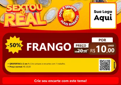 Modelo de Cartaz para Cartaz A4 Horizontal com o tema Sextou do Real para Assados