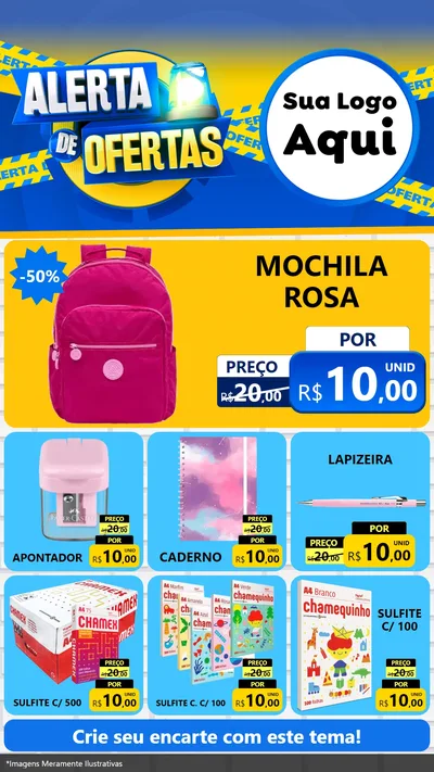 Modelo de Rede Social para Stories com o tema Alerta de Ofertas para Papelaria