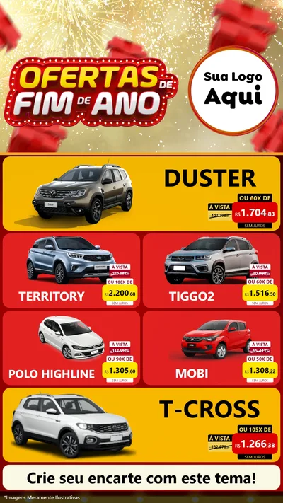 Modelo de TV para TV Vertical com o tema Ofertas de Fim de Ano para Concessionaria de Carros