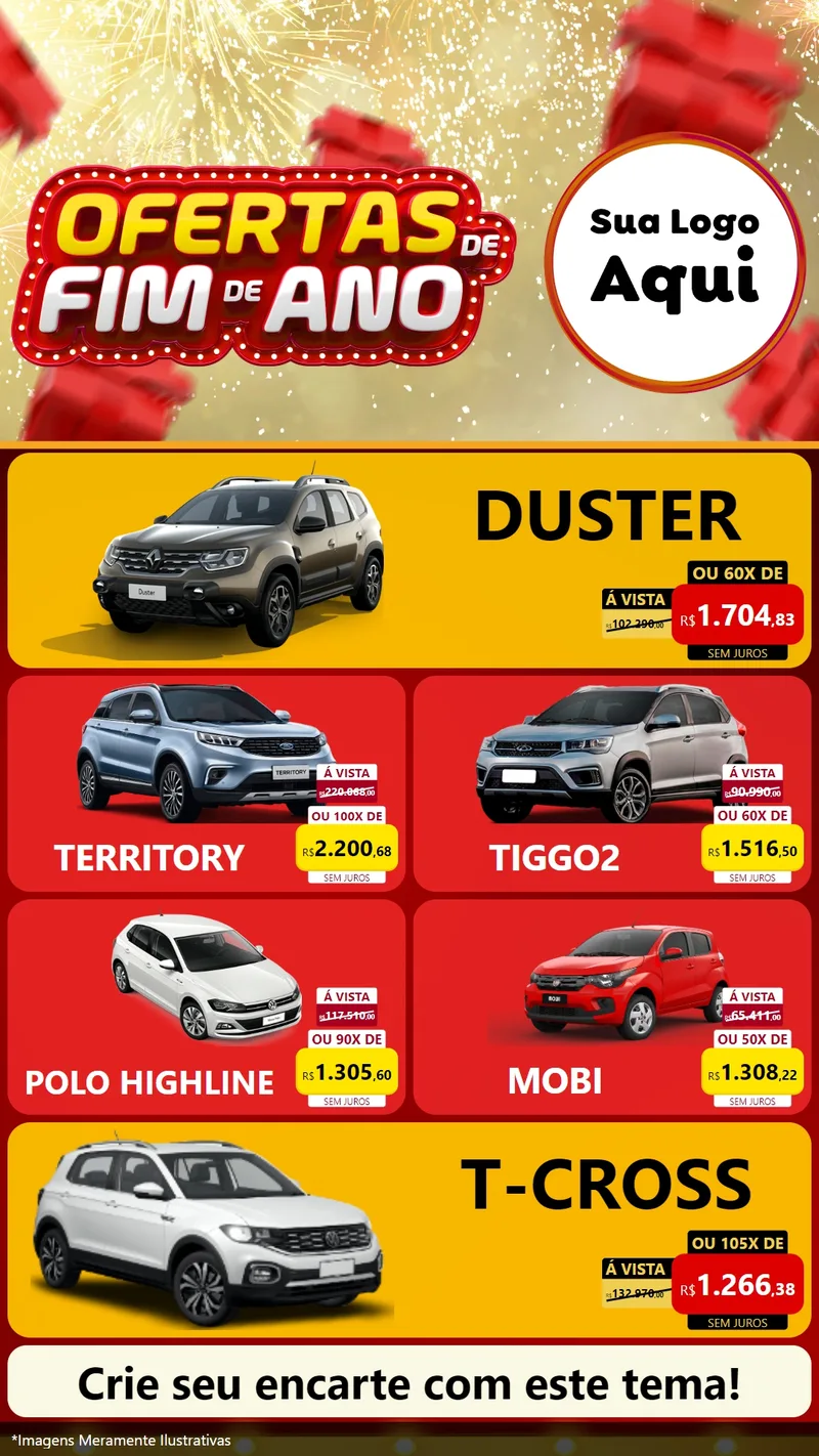 Modelo de TV para TV Vertical com o tema Ofertas de Fim de Ano para Concessionaria de Carros