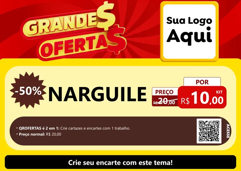 Modelo de Cartaz para Cartaz A4 Horizontal com o tema Grandes Ofertas para Tabacaria