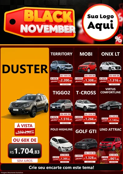Modelo de Encarte para Encarte A4 Vertical com o tema Black November para Concessionaria de Carros