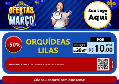 Modelo de Cartaz para Cartaz A4 Horizontal com o tema Ofertas de Março para Floricultura e jardim