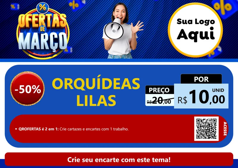 Modelo de Cartaz para Cartaz A4 Horizontal com o tema Ofertas de Março para Floricultura e jardim